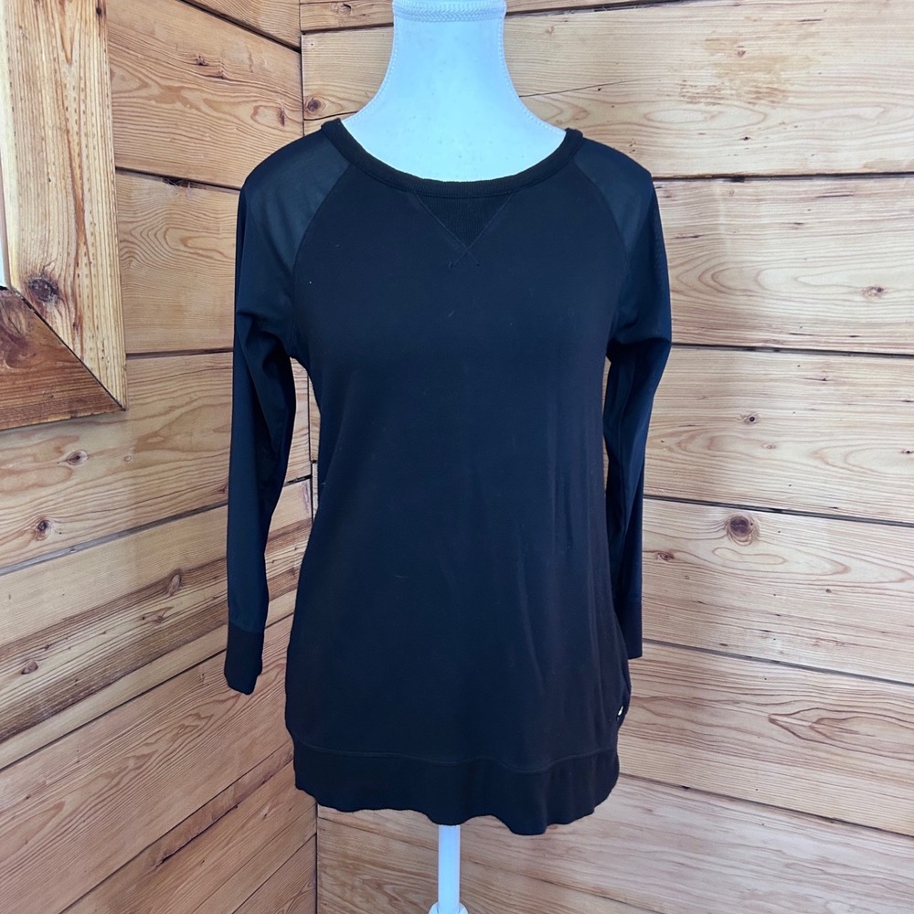 Donna Karan‎ Active Black Mesh Sleeve Top XS Athleisure Minimalist
